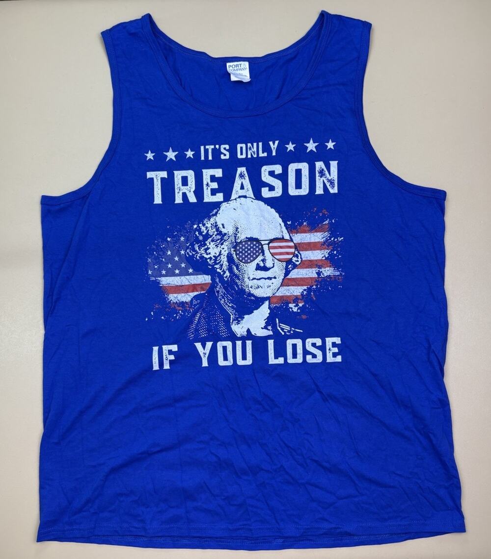Port & Company Treason If You Lose George Washington Tank Top XL Blue